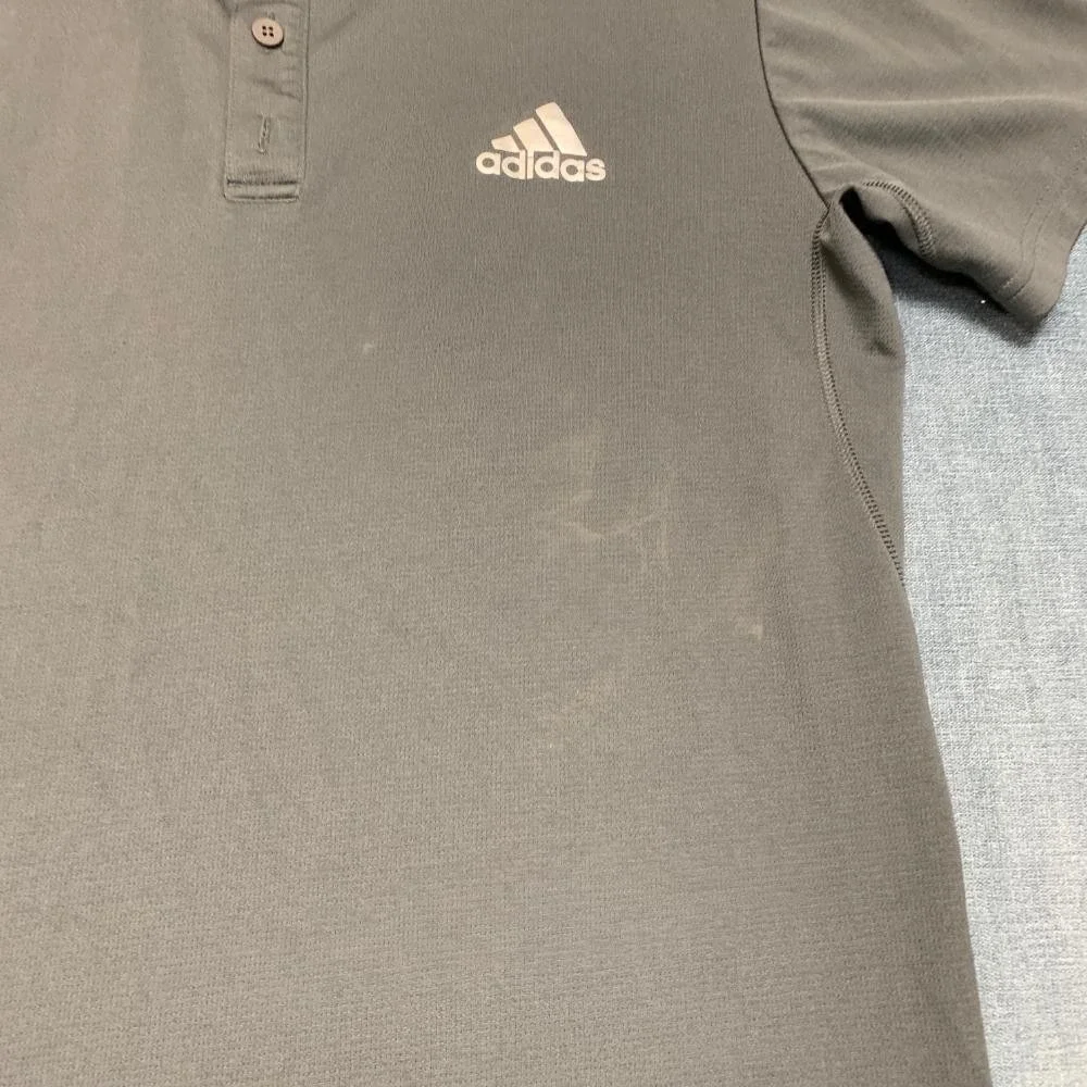 Adidas Climalite Polo Shirt Mens Large Gray Logo Golf Tennis Performance Sports